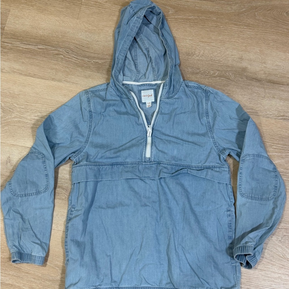 Cat & Jack Light Blue Denim Hooded Zip Pullover